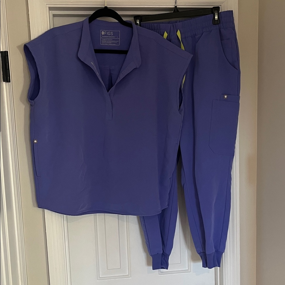 Figs scrubs Purple Jogger Pants & Top Set